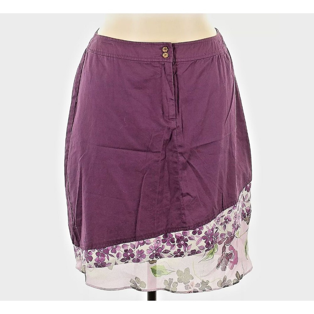 Christopher & Banks Skirt Sz 16 Women Floral Purple Casual Short Cotton Girly